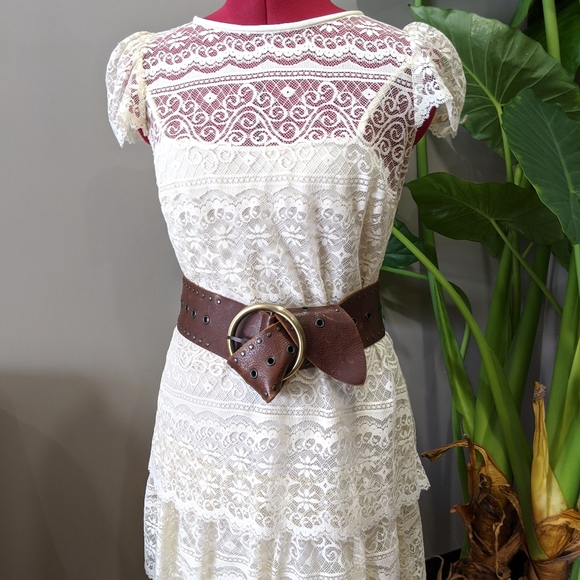 Vintage bohemian dress - 70s does 20s two piece cream LACE dress - boho - xs/sm - Picture 4 of 6